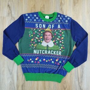 🔹️Elf Blue & Green "Son of a Nutcracker" Christmas Sweater XLarge